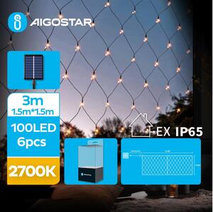 Aigostar - LED Solarne božićne lampice 100xLED/8 funkcija 4,5x1,5m IP65 topla bijela