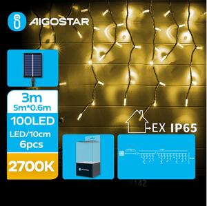 Aigostar - LED Solarne božićne lampice 100xLED/8 funkcija 8x0,6m IP65 topla bijela