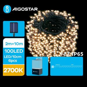Aigostar - LED Solarne božićne lampice 100xLED/8 funkcija 12m IP65 topla bijela