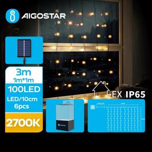 Aigostar - LED Solarne božićne lampice 100xLED/8 funkcija 4x1m IP65 topla bijela