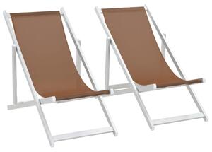 VidaXL Sklopive stolice za plažu od aluminija i tekstilena 2 kom smeđe