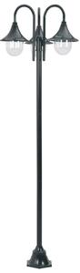 VidaXL Vrtna trostruka stupna svjetiljka od aluminija E27 220 cm tamnozelena