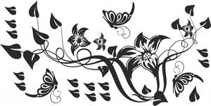 Zidna naljepnica za interijer s cvijećem, leptirima i lišćem 50 x 100 cm