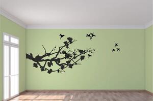 Zidna naljepnica za unutarnju granu drveta i leteće ptice 50 x 100 cm