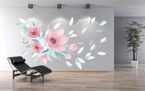 Zidna naljepnica za unutarnji buket ružičastog cvijeća 50 x 100 cm