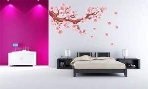 Zidna naljepnica za unutarnju rascvjetanu granu s ružičastim cvjetovima 60 x 120 cm