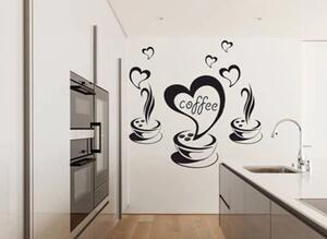 Zidna naljepnica za kuhinju s motivom kave i srca 50 x 100 cm