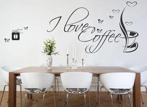 Zidna naljepnica sa tekstom I LOVE COFFEE 50 x 100 cm