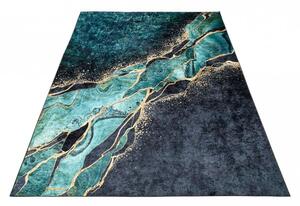 Crni i zeleni moderni tepih s apstraktnim uzorkom Širina: 80 cm | Duljina: 150 cm