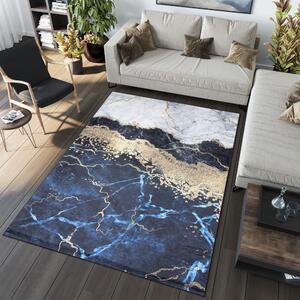 Plavi trendovski tepih s apstraktnim uzorkom Širina: 140 cm | Duljina: 200 cm