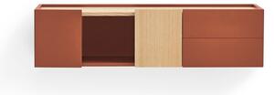 Ciglasta/u prirodnoj boji niska komoda u dekoru hrasta 110x23 cm Otto – Teulat