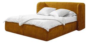 Oker žuto tapecirani bračni krevet s prostorom za pohranu s podnicom 180x200 cm Louise - Bobochic Paris