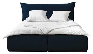 Plavi tapecirani bračni krevet s prostorom za pohranu s podnicom 180x200 cm Jade - Bobochic Paris
