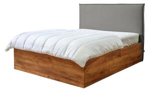 Sivi/u prirodnoj boji bračni krevet s prostorom za pohranu s podnicom 140x190 cm Cara – Bobochic Paris
