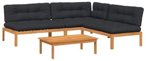 VidaXL 4-dijelni set vrtnih sofa od paleta s jastucima od drva bagrema
