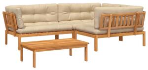 VidaXL 4-dijelni set vrtnih sofa od paleta s jastucima od drva bagrema
