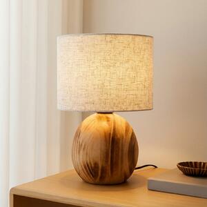 Lindby stolna lampa Mayumi, visina 31 cm, drvo, tekstil, Drvo, Dnevni boravak/blagovaonica, Drvo
