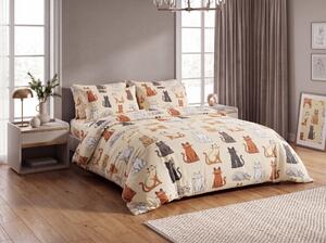 Flanel posteljina COLORED CATS krem Dimenzije posteljine: 2 kom 70 x 90 cm | 200 x 220 cm