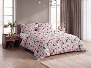 Flanel posteljina RED DEERS AND TREES bijela Dimenzije posteljine: 2 kom 70 x 90 cm | 200 x 220 cm