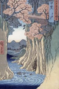 Reprodukcija The monkey bridge in the Kai province,, Ando or Utagawa Hiroshige