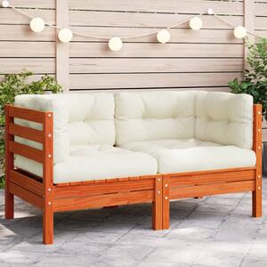VidaXL Kutna vrtna sofa s jastucima voštano smeđa od borovine