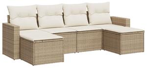 VidaXL 6-dijelni set vrtnih sofa s jastucima bež od poliratana