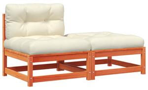 VidaXL Vrtna sofa bez naslona za ruke s jastucima i tabureom