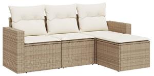VidaXL 4-dijelni set vrtnih sofa s jastucima bež od poliratana
