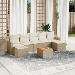 VidaXL 8-dijelni set vrtnih sofa od poliratana s jastucima bež