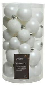 Kuglice za božićno drvce Decoris (Bijela, Plastika, 30 Kom., Promjer: 4 cm - 6 cm)