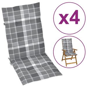 VidaXL Jastuci za stolice 4 kom sivi karirani 120x50x3 cm od tkanine