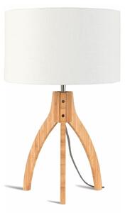 Stolna lampa s bijelim sjenilom i Good & Mojo Annapurna konstrukcijom od bambusa