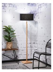 Podna svjetiljka s crnim sjenilom i Good & Mojo Fuji konstrukcijom od bambusa