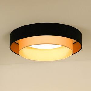 LED stropna svjetiljka Luneta baršun crna/zlatna, Ø 60 cm 3 koraka dim