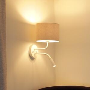 Zidna lampa Roller, Cord bijela, bijela, sa svjetlom za čitanje