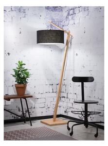 Podna lampa sa crnim abažurom i strukturom od bambusa Good&Mojo Andes