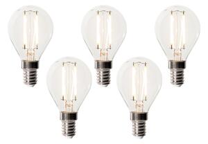 Set od 5 E14 prigušivih LED žarulja P45 prozirno staklo 3W 250 lm 2200K