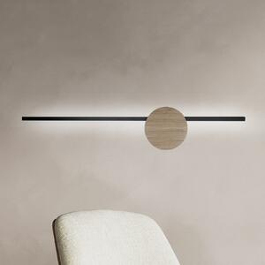 LED zidna lampa Java II, crna/hrast, visina 93 cm, metal