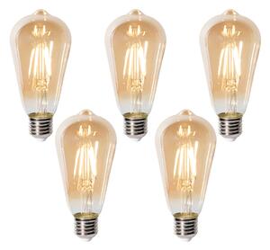 Set od 5 E27 prigušivih LED žarulja ST64 zlatne 5W 450 lm 2700K