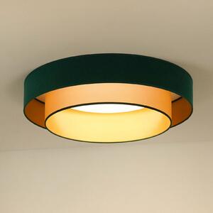 LED stropna svjetiljka Luneta, baršunasto zelena/zlatna, Ø 60 cm, 3-stupanjski
