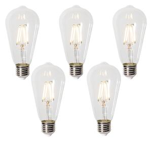 Set od 5 E27 prigušivih LED žarulja ST64 prozirne 5W 600 lm 2700K