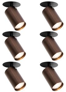 Set od 6 modernih ugradbenih reflektora tamno brončane boje GU10 50mm - Chels