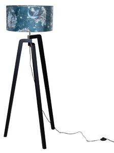 Vloerlamp zwart met velours kap vis dessin 50cm - Puros