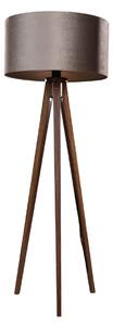 Podna lampa na tronošcu od orahovog drva s nijansom od taupe pliša 50 cm - Tripod Classic