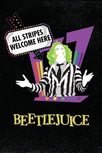 Umjetnički plakat Beetlejuice - All stripes welcome here, (26.7 x 40 cm)
