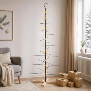 Metalna božićna jelka KUOPIO 180 cm Topla bijela Čelik Crna - 180 cm Crna s LED svjetlima