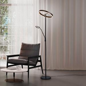 Trio Lighting LED podna lampa Willis, crna, visina 180 cm metalni CCT dimer, prigušiva, Crno, Dnevni boravak/blagovaonica, Metal, Svjetlo za čitanje