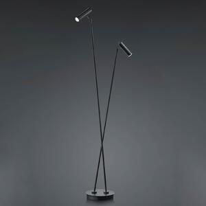 HELL Tom LED podna lampa, 2 žarulje, crna, prigušiva, Crno, Dnevni boravak/blagovaonica, Metal