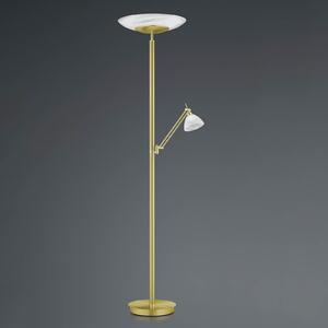 HELL LED podna lampa Findus, 2 žarulje, mesing, prigušiva, Zlato / mjed, Dnevni boravak/blagovaonica, Metal