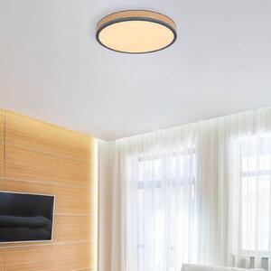 Globo Doro LED stropna svjetiljka, Ø 45 cm, grafit/tamno drvo, CCT, prigušiva, Drvo, Dnevni boravak/blagovaonica, Drvo